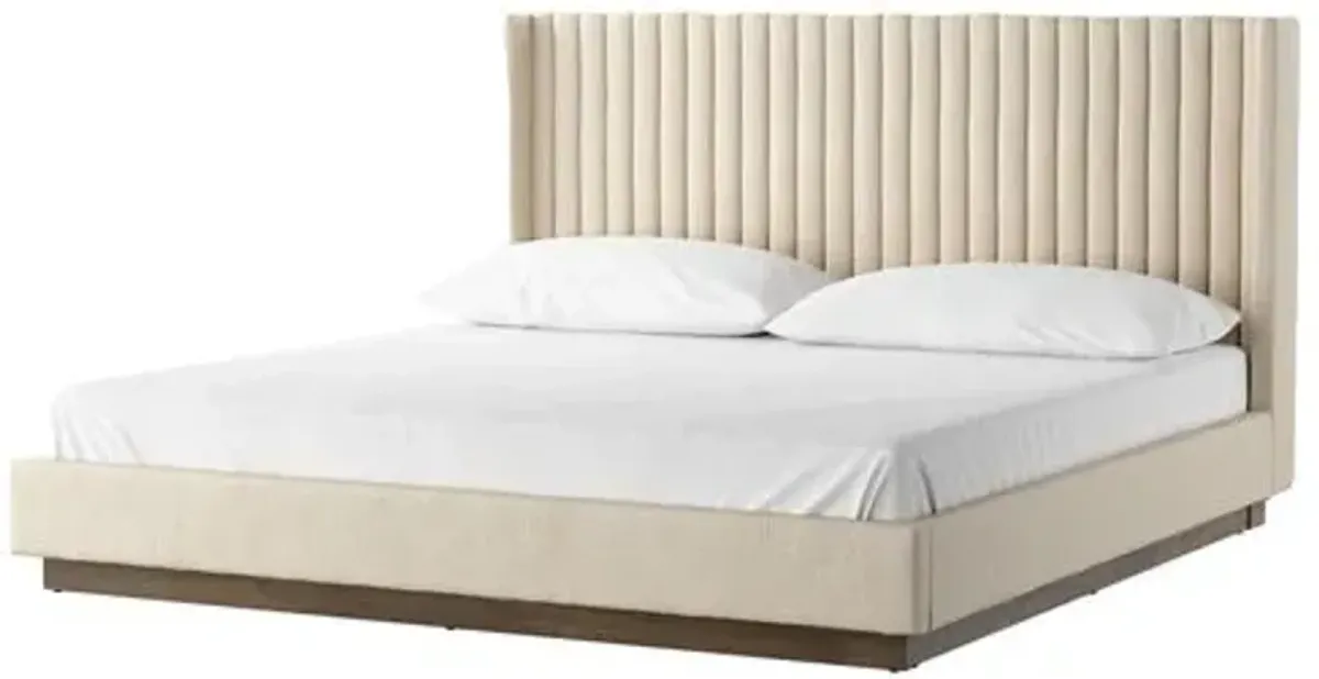 Kora Channel Tufted King Bed - Thames Cream - Ivory