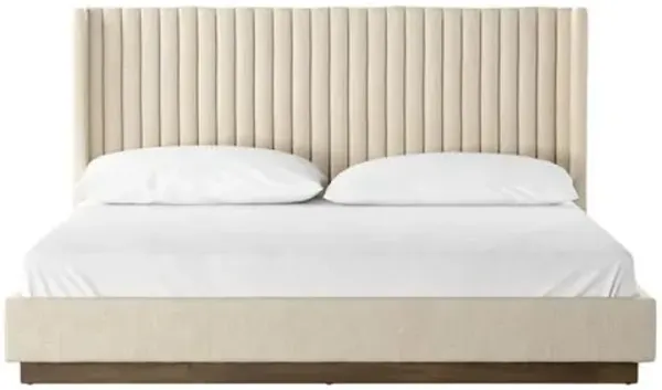 Kora Channel Tufted King Bed - Thames Cream - Ivory