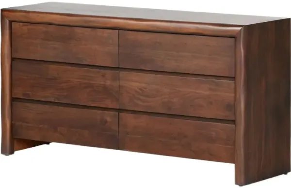 King 6-Drawer Dresser, Rustic Brown Acacia