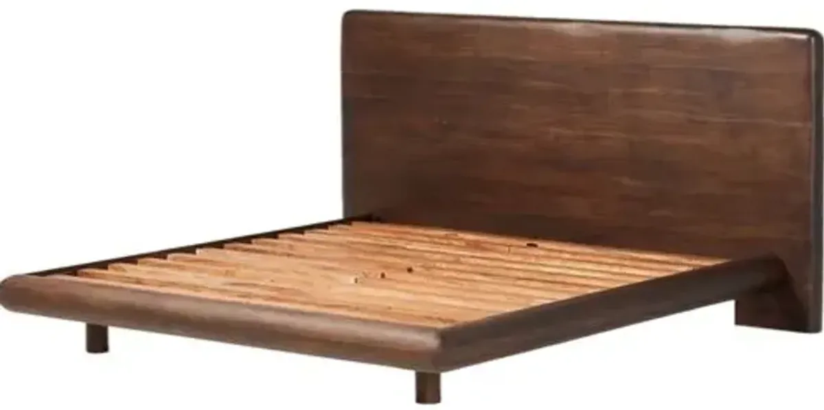 King Live-Edge Bed - Rustic Brown Acacia