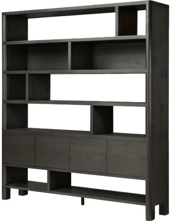 Killian Wide Bookcase, Smoked Black Oak