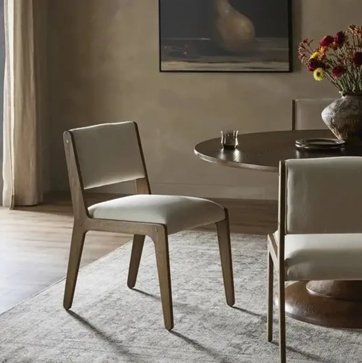 Kian Dining Chair - Oak/Savile Flax - Beige