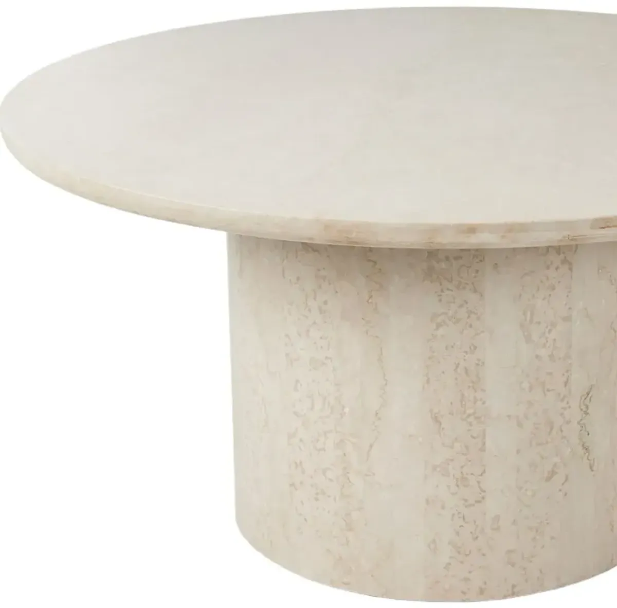 Kensley Outdoor Round Dining Table, Cream Marble