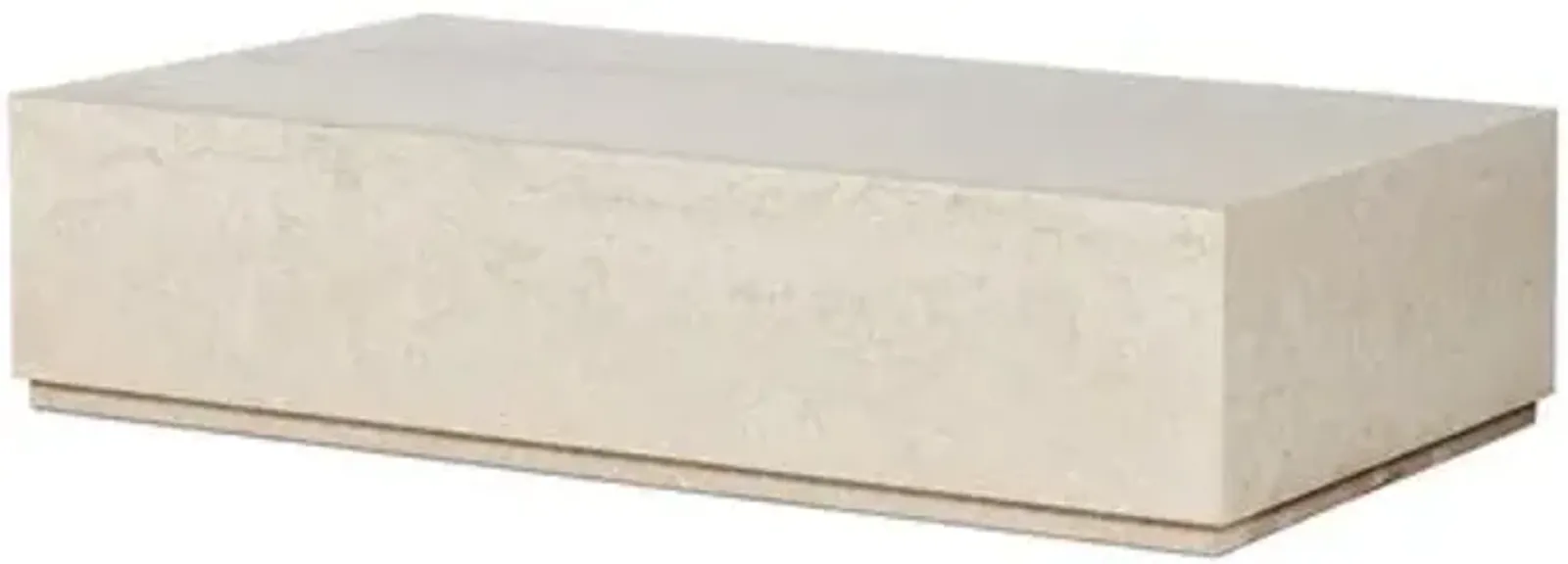 Kensley Outdoor Rectangular Coffee Table - Cream Marble - Beige