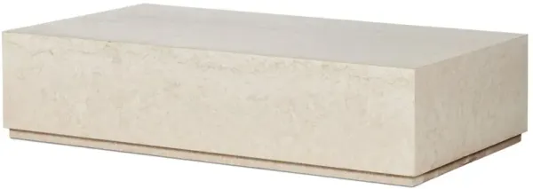 Kensley Outdoor Rectangular Coffee Table, Cream Marble
