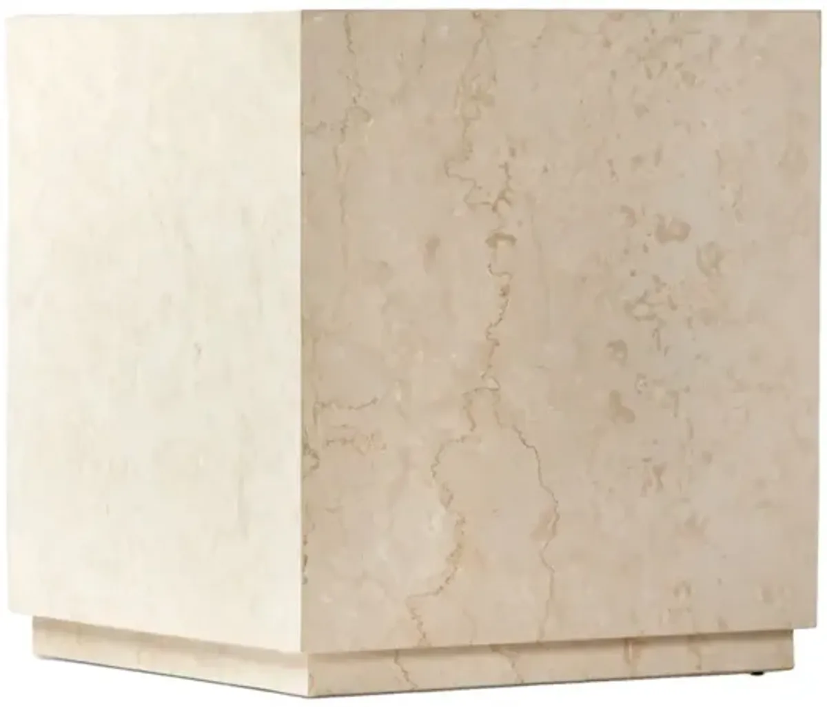 Kensley Outdoor Square End Table, Cream Marble