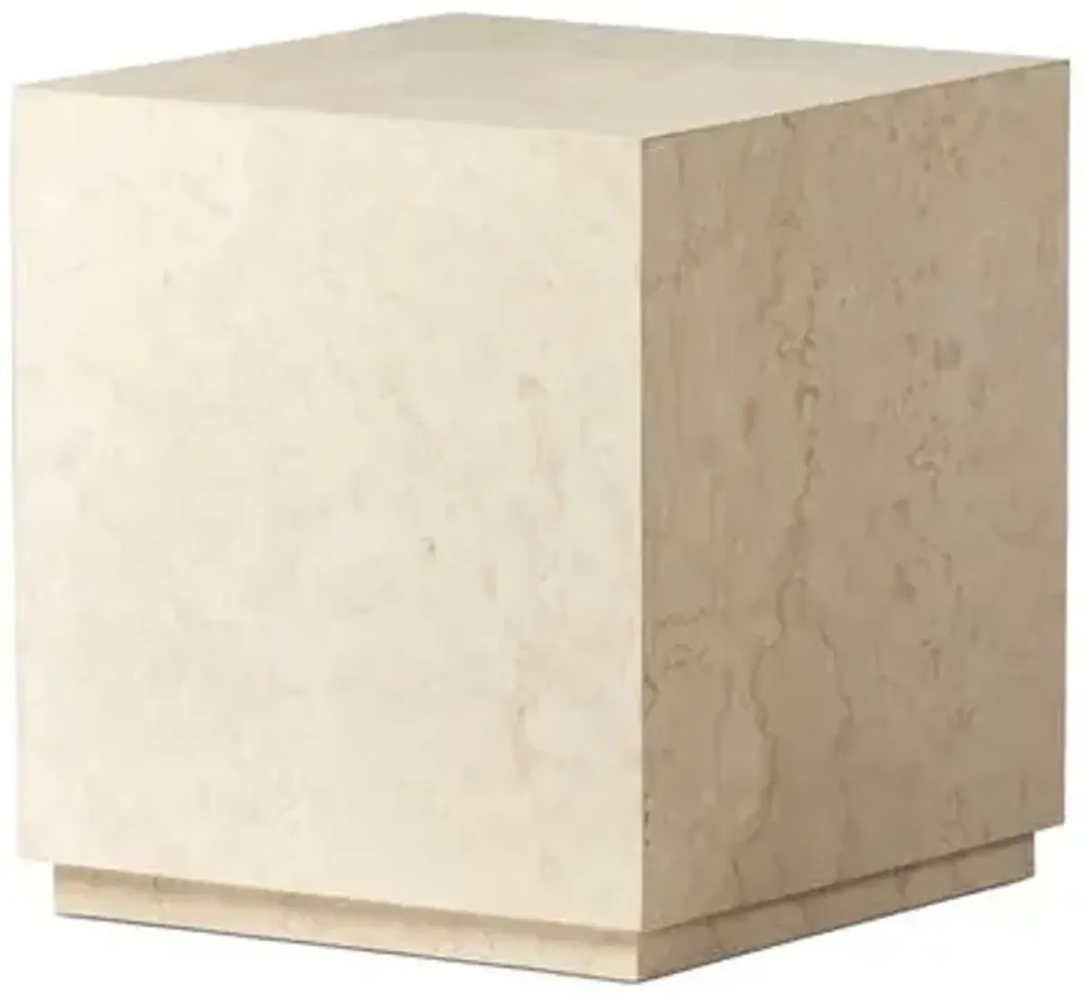 Kensley Outdoor Square End Table - Cream Marble - Ivory