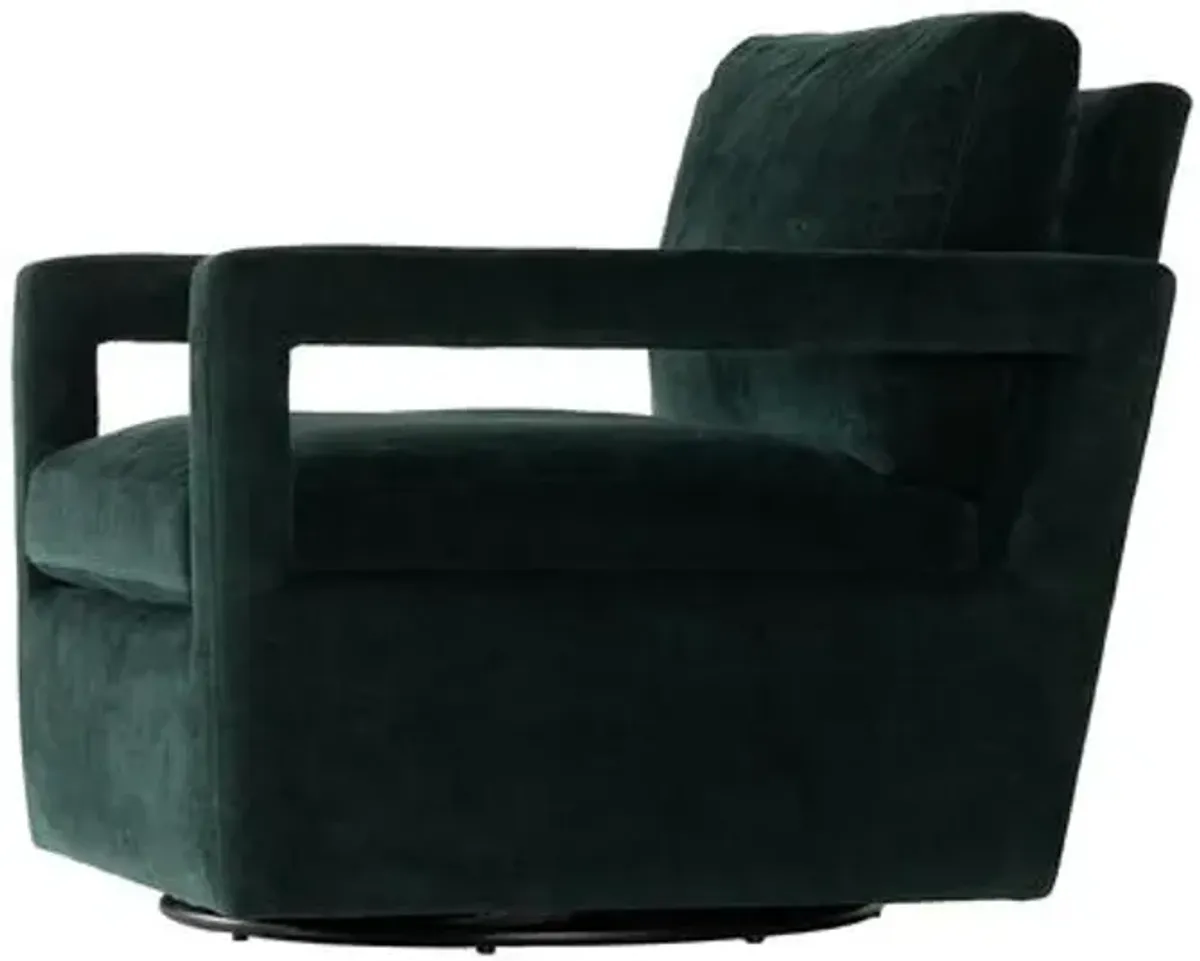 Kayden Velvet Swivel Chair - Worn Emerald