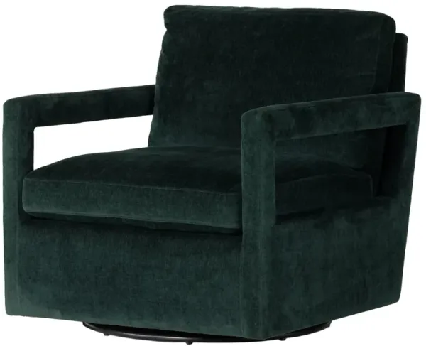 Kayden Velvet Swivel Chair, Worn Emerald