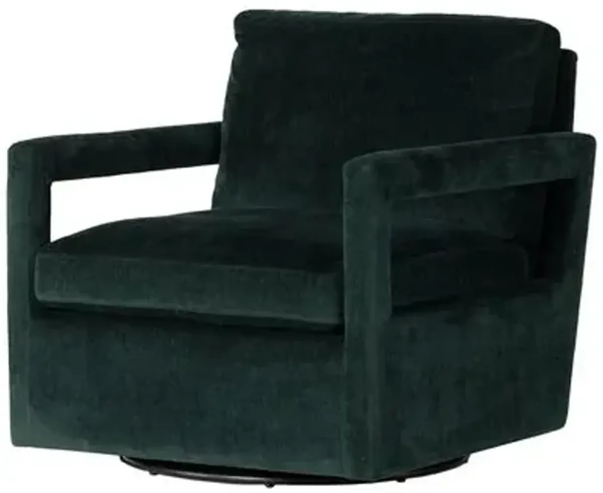 Kayden Velvet Swivel Chair - Worn Emerald