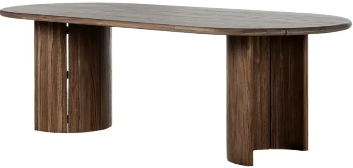 Justice Outdoor Teak Dining Table, Stained Toasted Brown