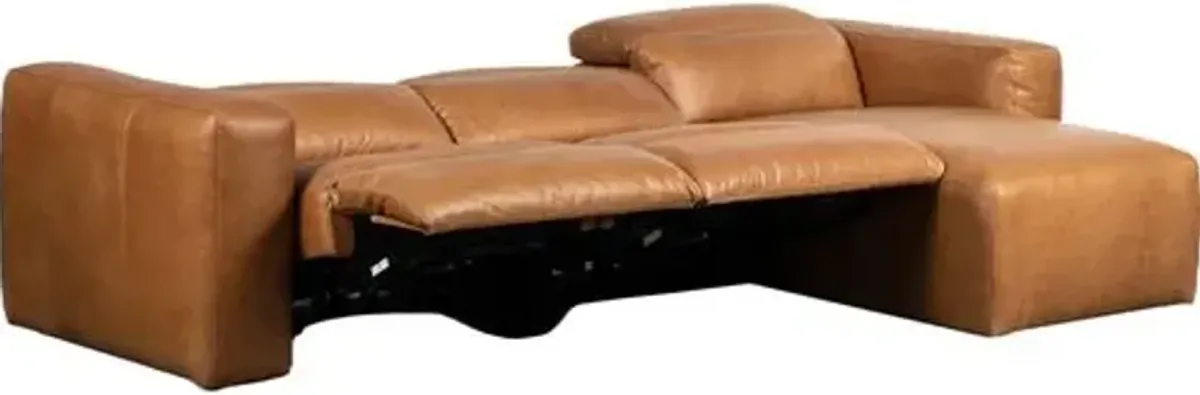 Jovi Power Recliner 3-Piece Leather Sectional with Chaise - Sonoma Butterscotch - Brown - Comfortable, Sturdy, Stylish