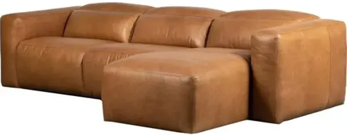 Jovi Power Recliner 3-Piece Leather Sectional with Chaise - Sonoma Butterscotch - Brown - Comfortable, Sturdy, Stylish