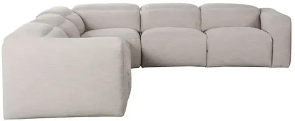 Jovi Power Recliner 5-Piece Sectional - Laken Stone - Gray