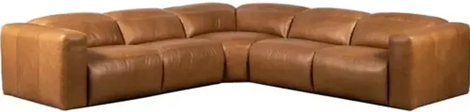 Jovi Power Recliner 5-Piece Leather Sectional - Sonoma Butterscotch - Brown