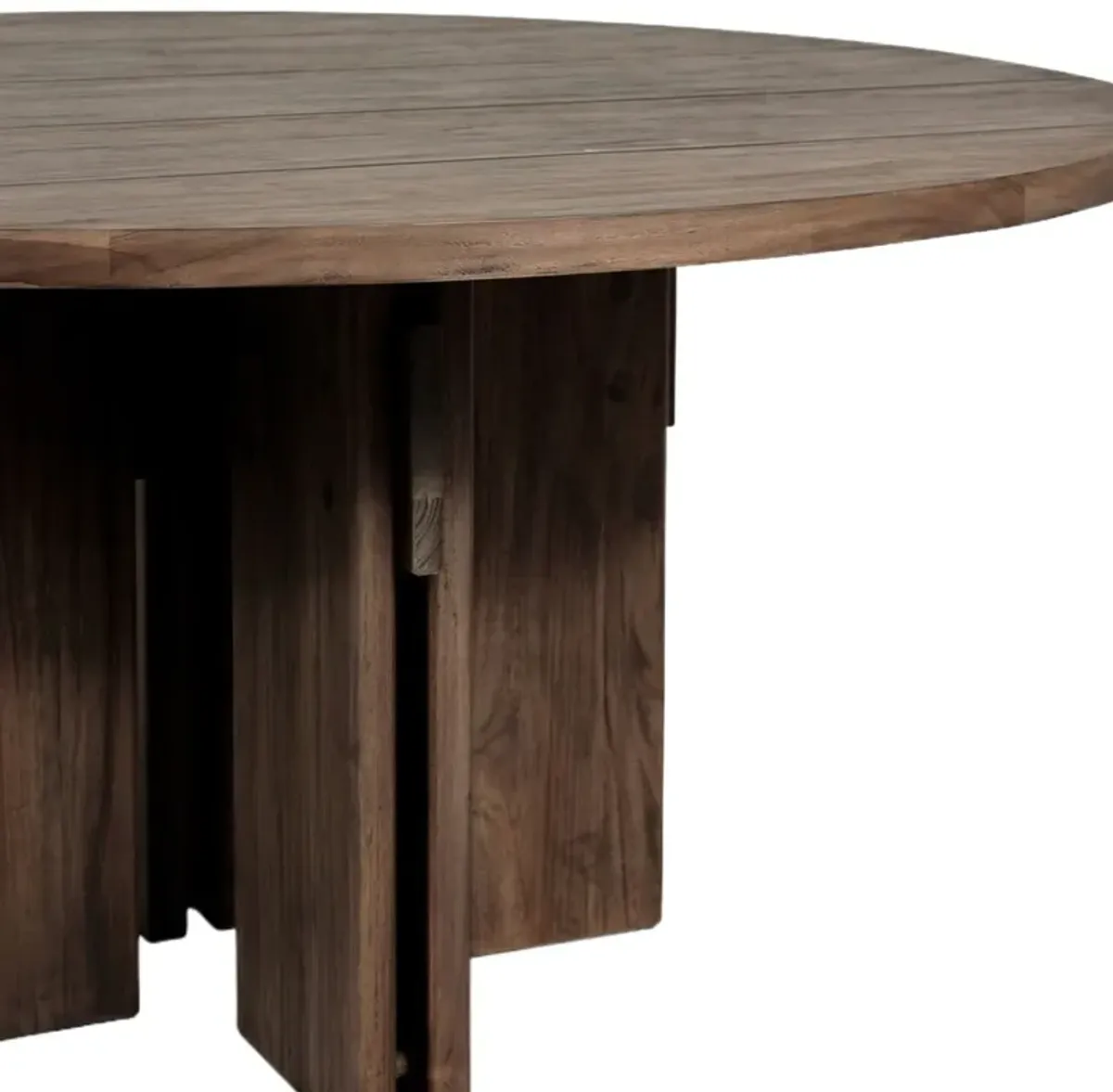 Jorja Outdoor Teak Round Dining Table, Stained Toasted Brown