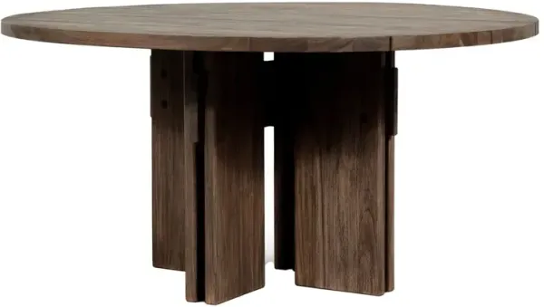 Jorja Outdoor Teak Round Dining Table, Stained Toasted Brown