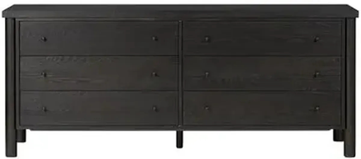 Joanna 6-Drawer Dresser - Ebony Oak - Black