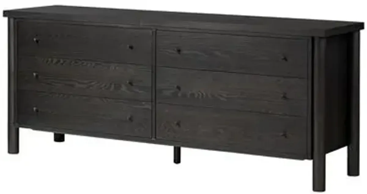 Joanna 6-Drawer Dresser - Ebony Oak - Black