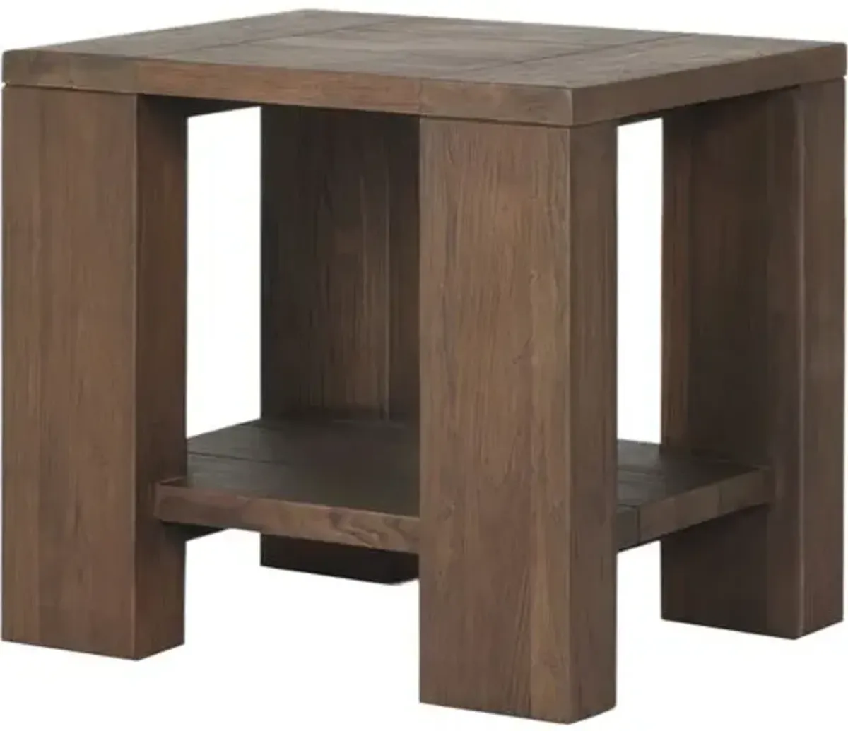 Joan Outdoor Teak End Table - Stained Heritage Brown