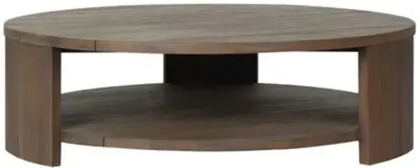 Joan Outdoor Teak Round Coffee Table - Stained Heritage Brown