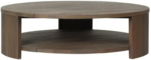 Joan Outdoor Teak Round Coffee Table, Stained Heritage Brown