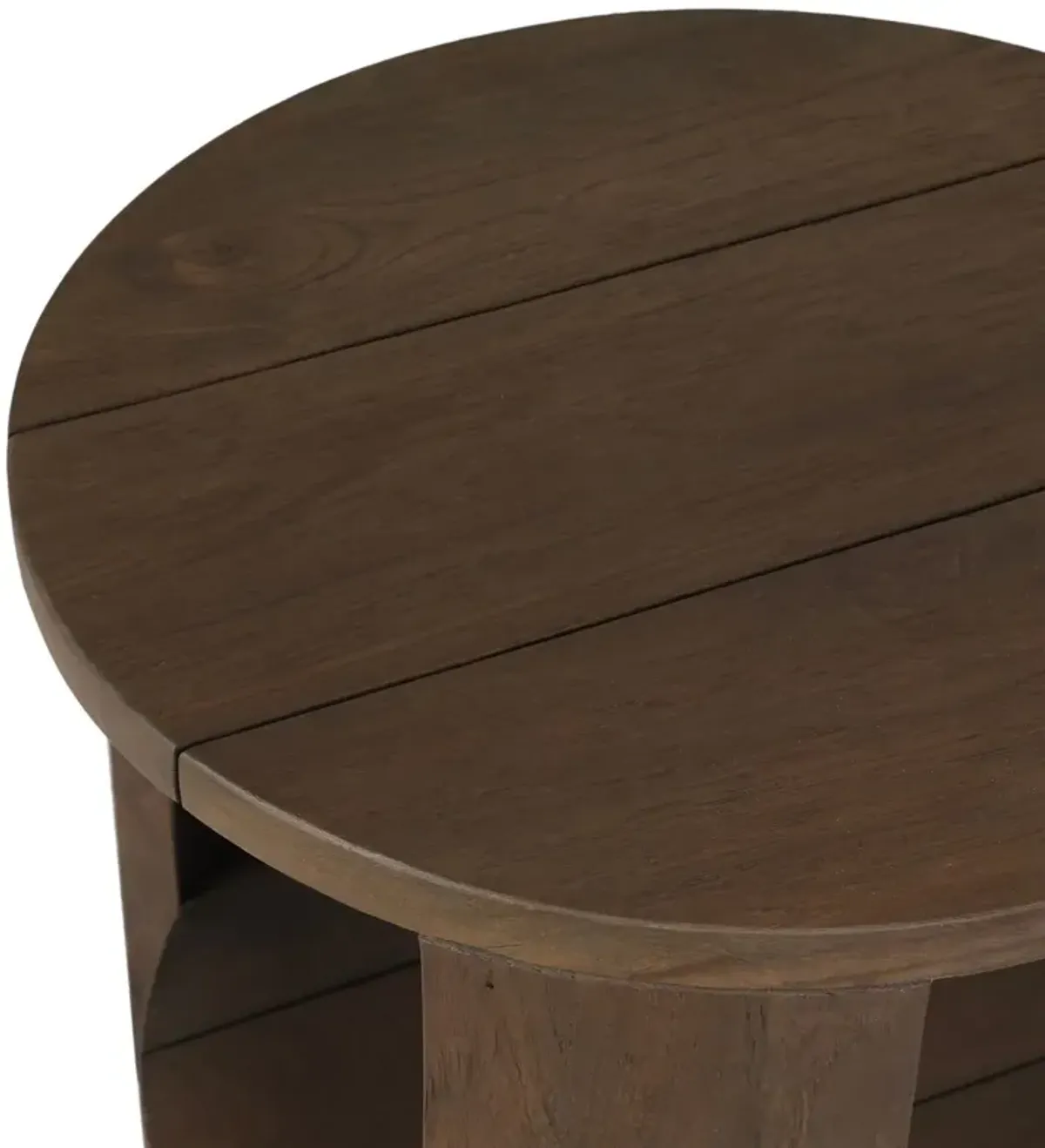 Joan Outdoor Teak Round End Table, Stained Heritage Brown