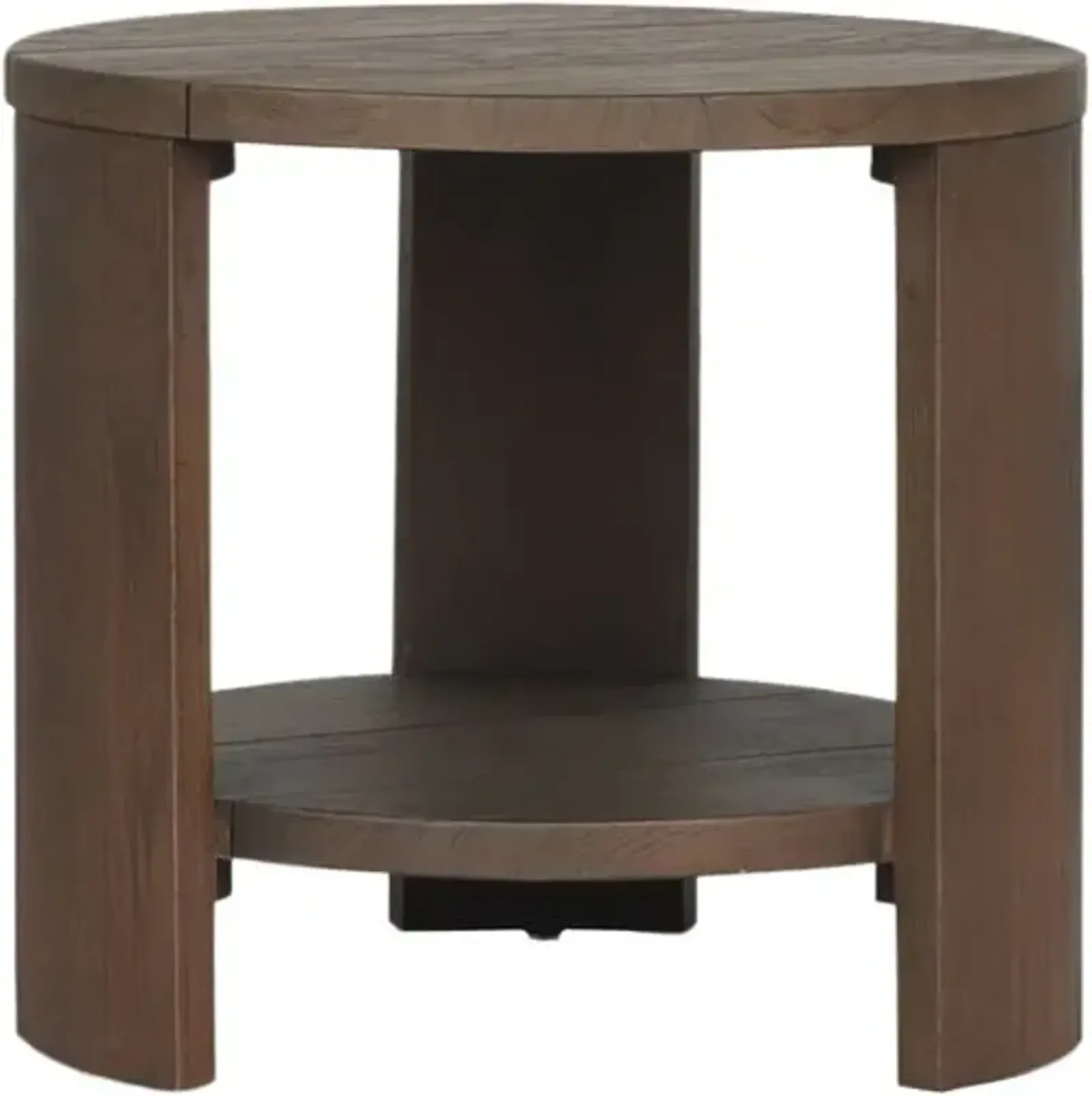 Joan Outdoor Teak Round End Table - Stained Heritage Brown