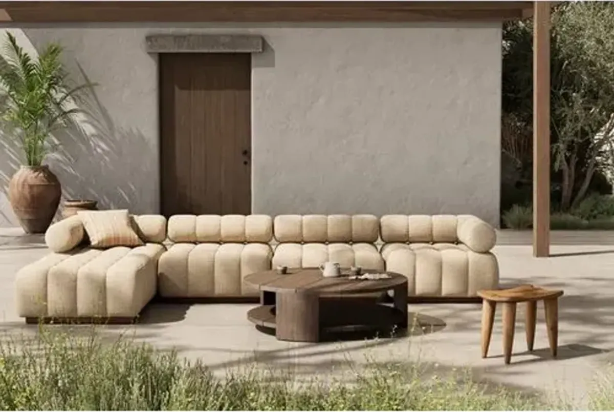 Jessie Outdoor 4-Piece Sectional with Ottoman - Beige