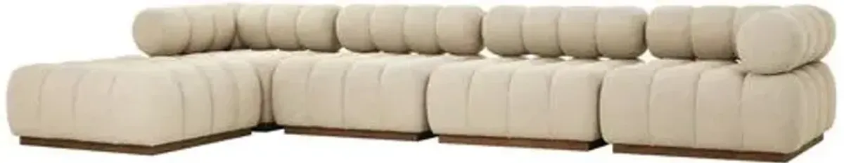 Jessie Outdoor 4-Piece Sectional with Ottoman - Beige