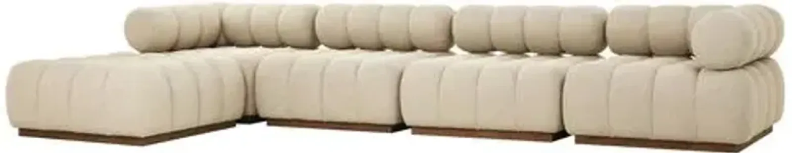 Jessie Outdoor 4-Piece Sectional with Ottoman - Beige