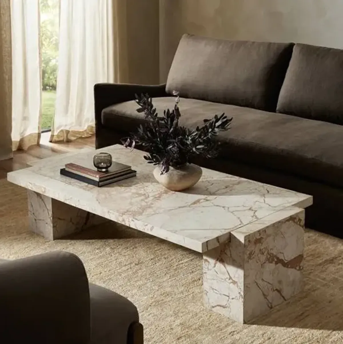 Jesse Coffee Table - Desert Taupe Marble - Brown