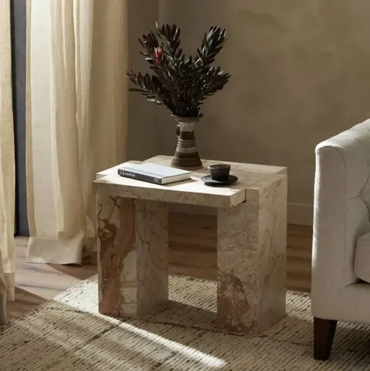 Jesse End Table - Desert Taupe Marble - Brown