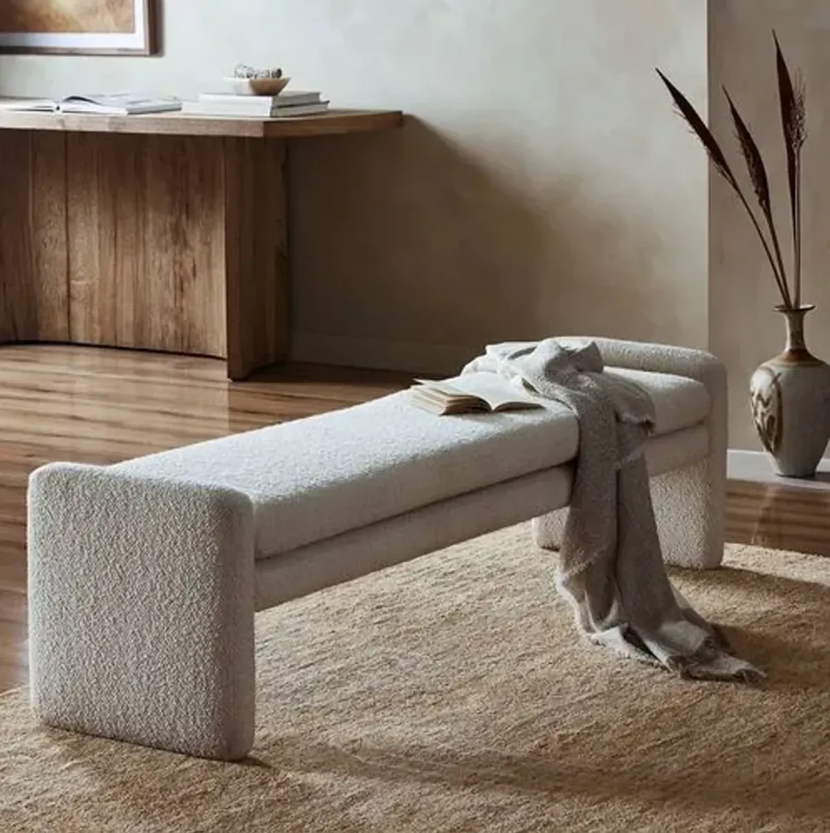 Jayden Accent Bench - Durham Cream Boucle - Ivory