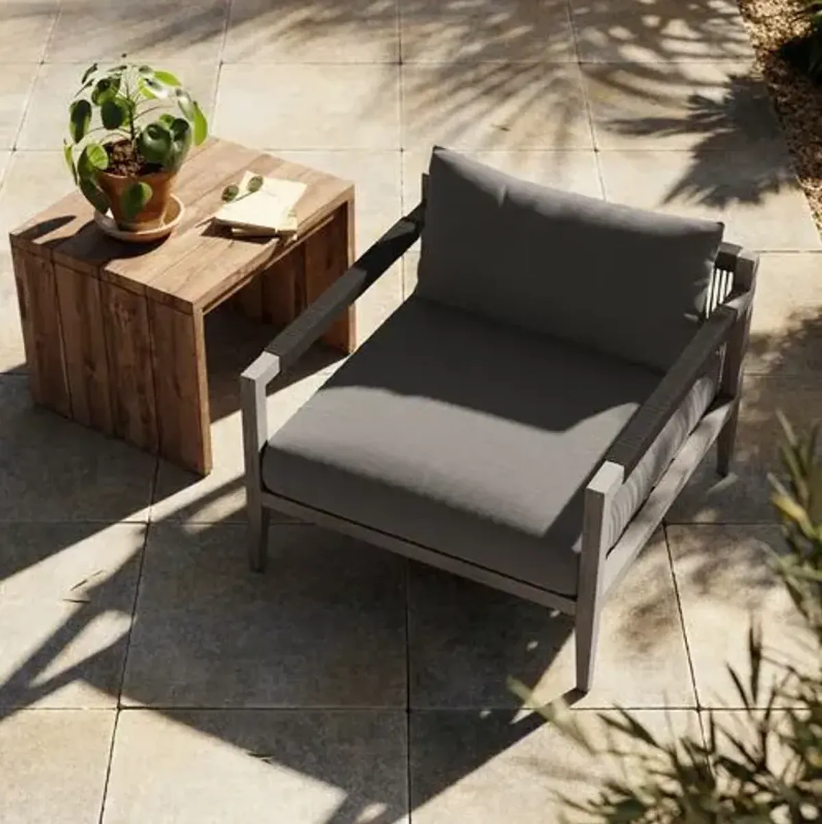 Jasper Outdoor Teak Lounge Chair - Gray