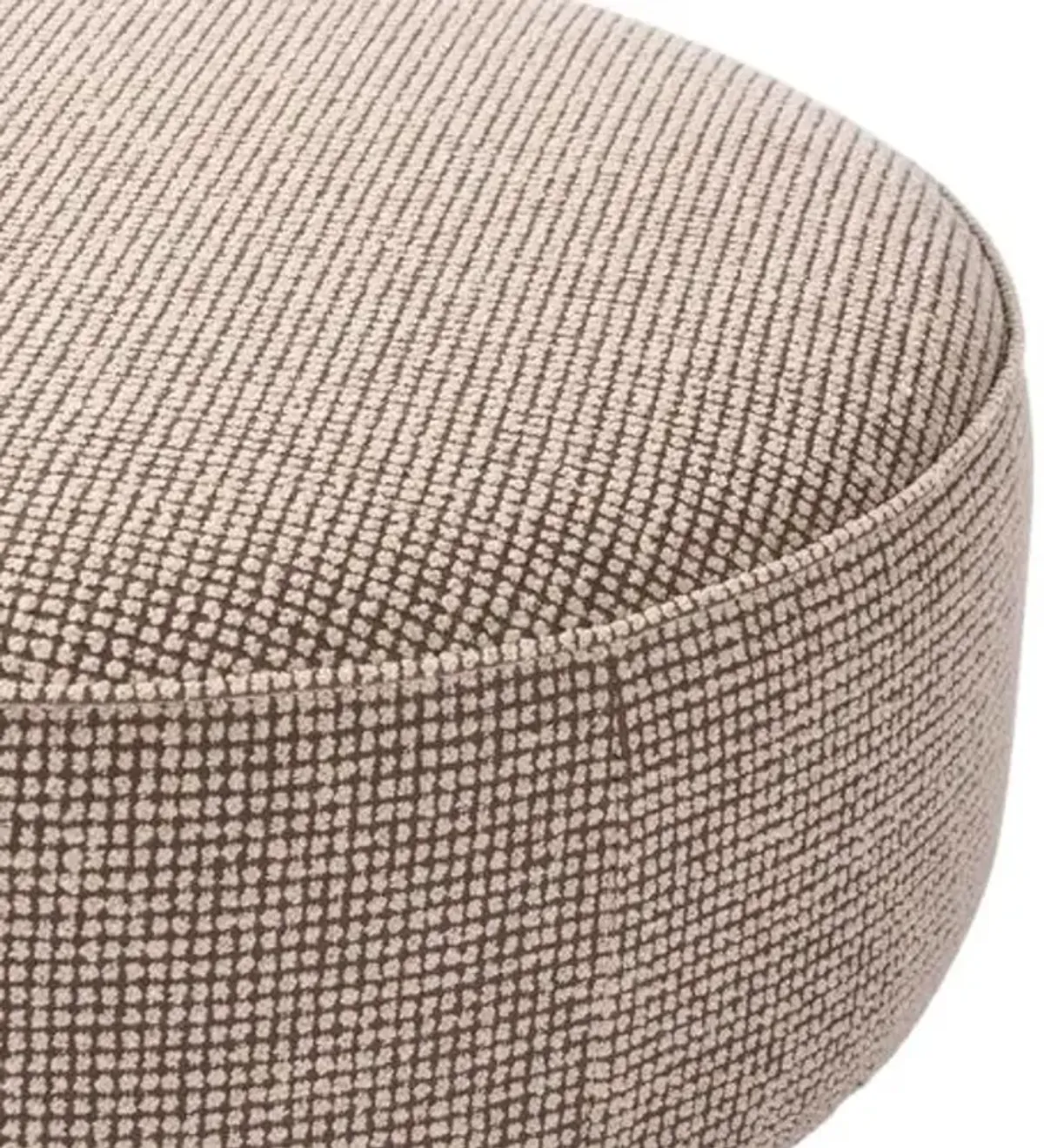 Janessa Large Round Ottoman - Textured Barrow Taupe - Brown