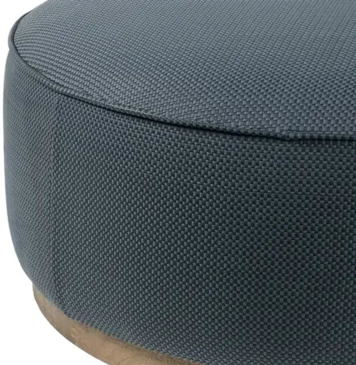 Janessa Large Round Ottoman - Fresno Cobalt Faux Leather - Blue