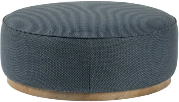 Janessa Large Round Ottoman, Fresno Cobalt Faux Leather