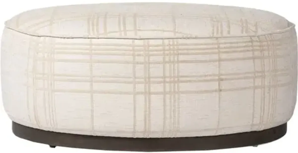 Janessa Large Round Ottoman - Sheffield Ivory Box Print