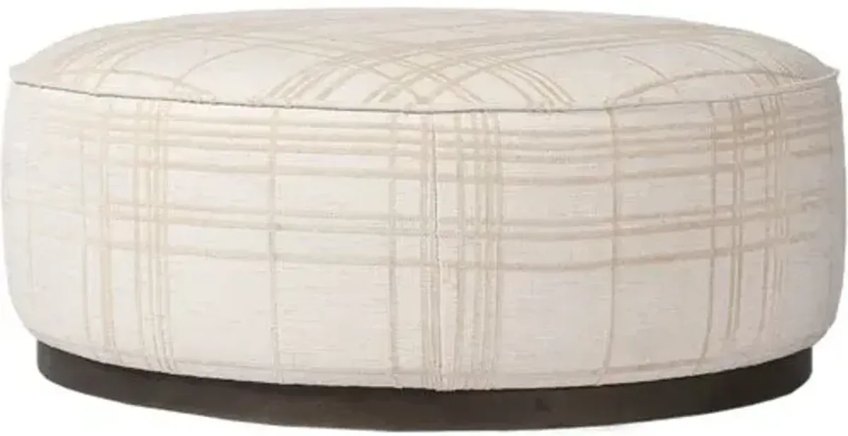 Janessa Large Round Ottoman - Sheffield Ivory Box Print