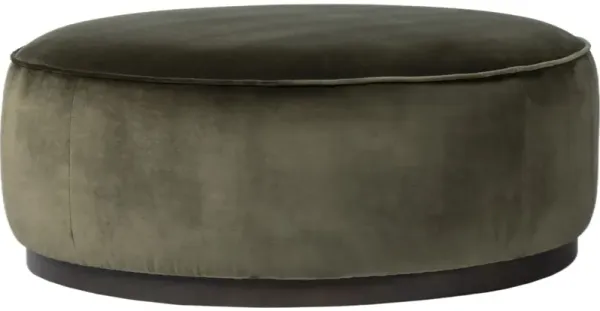 Janessa Large Round Ottoman, Surrey Olive Velvet