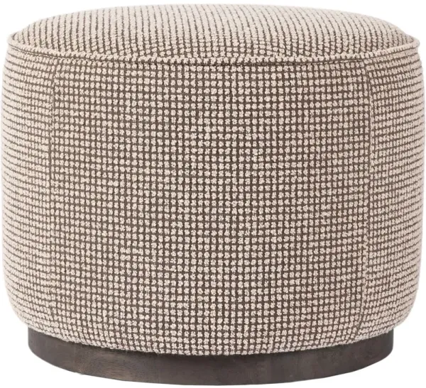 Janessa Round Ottoman - Textured Barrow Taupe - Brown
