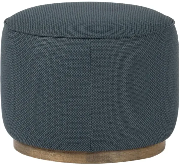 Janessa Round Ottoman, Fresno Cobalt Faux Leather