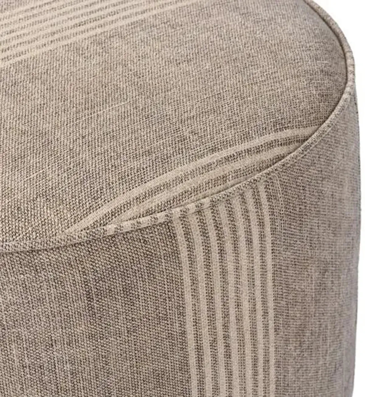 Janessa Round Ottoman - Manchester Flint Linen Stripe - Gray