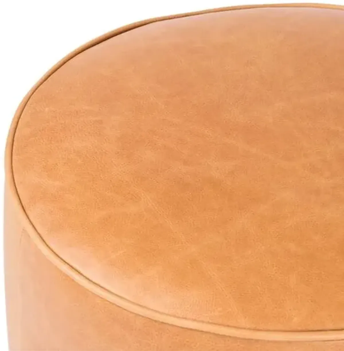 Janessa Round Ottoman - Palermo Butterscotch Leather - Brown