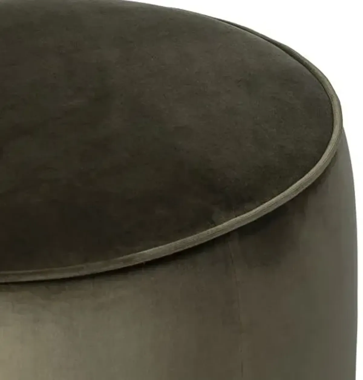 Janessa Round Ottoman - Surrey Olive Velvet - Green