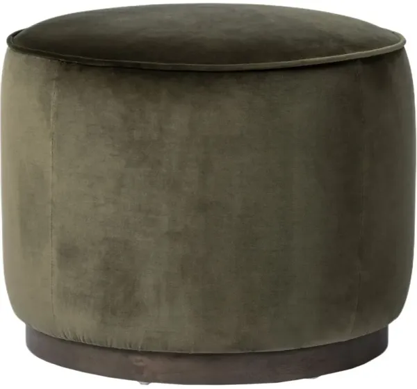 Janessa Round Ottoman, Surrey Olive Velvet