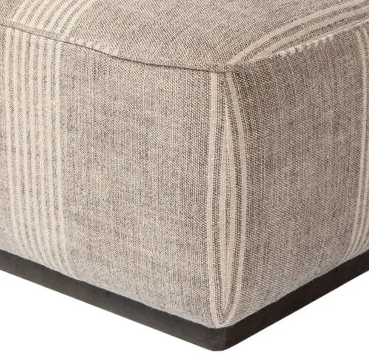 Janessa Square Ottoman - Manchester Flint Linen Stripe - Gray