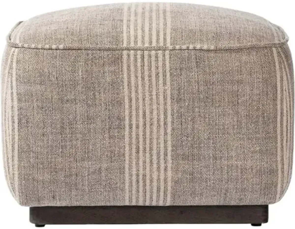 Janessa Square Ottoman - Manchester Flint Linen Stripe - Gray