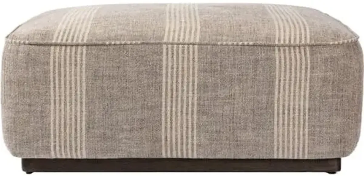 Janessa Square Ottoman - Manchester Flint Linen Stripe - Gray